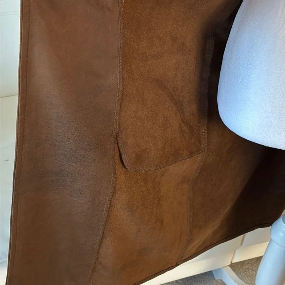 Soft Surroundings Dark Brown Faux Leather Ling Jacket with Pockets
